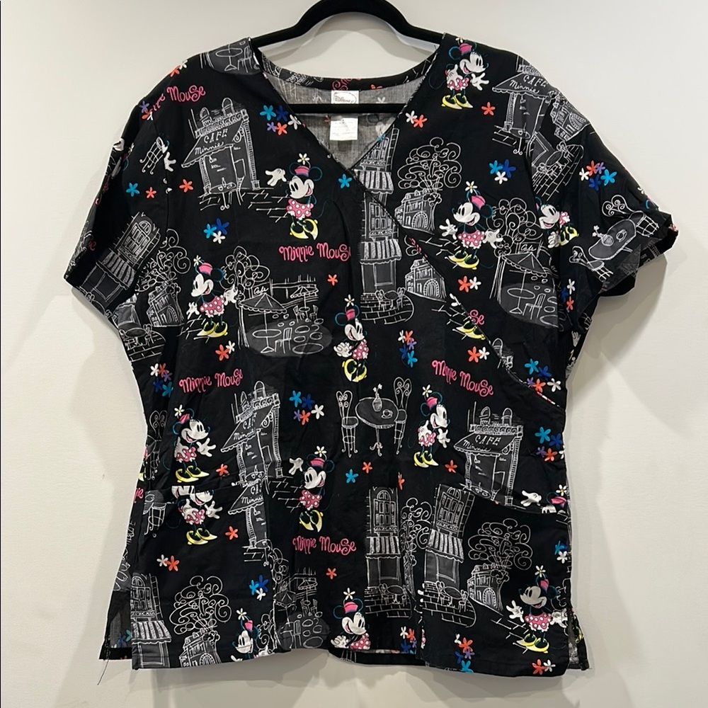 Disney Minnie Mouse Cafe Scrub Top Uniform XL